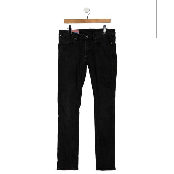 Acne Studios Bla Konst Solid Black Charcoal Straight Slim Jeans Denim 32 X 33 - Picture 1 of 6